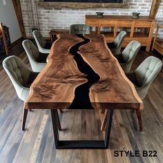 a large wooden table with chairs around it