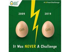 two eggs with the words it was never a challenge in front of an image of a lightning