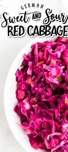 a white bowl filled with red cabbage