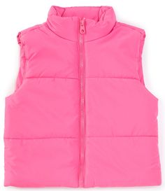 From GB&#x2C; this vest features:Banded collarSleevelessFull zip frontPolyesterSynthetic fillerNot waterproofMachine wash/line dryImported. Kids Coats Girls, Pink Vest, Girls Vest, Xmas List, Classic Wardrobe Staples, Dillard's, Puffer Vest, Christmas List, Perfect Outfit