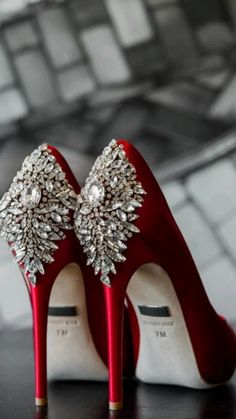 Famcy Shoes, Bridal Heels & Wedges, Red Wedding Accessories, Red Wedding Shoes Brides Heels, Black Wedding Shoes Bride, Red Heels Aesthetic, Red Wedding Heels, Dark Red Wedding Dress, Black White Gold Wedding