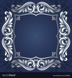 an elegant frame with floral ornames on a blue background