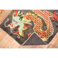 Mid-20th Century hand-knotted one of a kind wool Tibetan Rug with a dragon design on a brown field. Tuffed Rug, Dragon Rug, Tibetan Dragon, Chinese Prints, Tibetan Rugs, Vintage Dragon, Dragon Design, Living Room Inspo, A Dragon