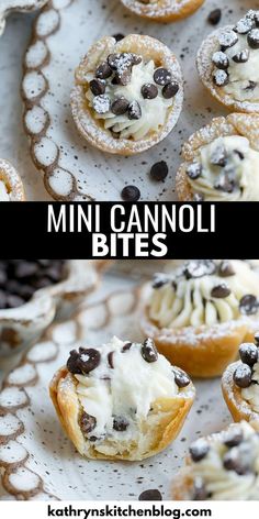 mini cannoli bites with chocolate chips on top