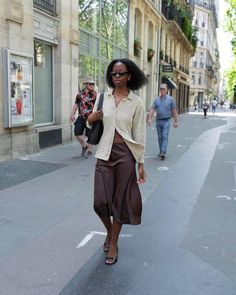 How to Style Cardigans for Fall, According to 6 It Girls | Who What Wear Skirt Images, Summer In The City, Basic White Tee, Textured Skirt, It Girls, Stylish Skirts, Skirt Trends, Bubble Skirt