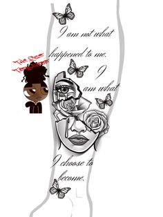 an image of a woman's leg with butterflies on it and the words i am not