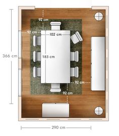 the floor plan for a living room and dining area