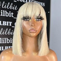 Hair Machine, Straight Bob Wig, Bob Wig With Bangs, Cute Bob, Short Straight Bob, Blonde Short, 613 Blonde, Straight Bob, Wig With Bangs