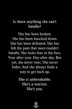 a poem written in black and white with the words, is there anything she can't handle?