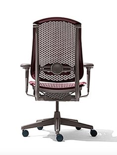 an office chair with wheels on the back and seat upholstered to the side