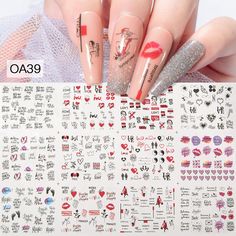 Stickers On Phone, Heart Lips, Valentines Day Nail Art, Lipstick Mark, Cute Lipstick, Valentines Day Nail, Nail Art Accessories, Beautiful Stickers