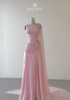 Elegant Extravagant Dresses, Pink Gown Aesthetic, Pink Dress For Prom, Etheral Dresses, Fairy Bridesmaid Dresses, Royal Outfits Princesses, Pink Aesthetic Dress, Full Sleeve Dress, Pink Couture