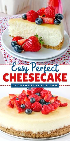 Make a Perfect Cheesecake Recipe! Try the best dessert recipe made with a buttery graham cracker crust, rich, creamy, and flavorful topped with fresh berries. Prepare this treat to make at home with an endless variety of toppings! Quick Cheesecake, Vanilla Cheesecake Recipes, Perfect Cheesecake Recipe, Perfect Cheesecake, The Best Dessert, Vanilla Cheesecake, Fruit Toppings, Best Cheesecake, Easy Cheesecake Recipes