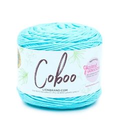 blue yarn with the words cobo on it