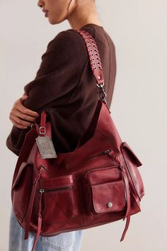 We The Free Ledger Leather Bag | Free People College Shoulder Bag, Big Shoulder Bags Aesthetic, Designer Vintage Bags, Aesthetic Crossbody Bag, Purse Trends 2024, Leather Shoulder Bag Outfit, Free People Bag, Backbag Women, Unique Purses And Handbags