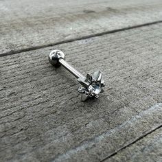 Clear Cz Gem Evening Star Barbell Tongue Ring - Surgical Grade Stainless Steel - Body Candy Tongue Barbell, Tongue Ring, Evening Star, Jewelry Promotion, Find Style, Tongue Piercing, Tongue Rings, Piercing Ring, Jewelry Diamond