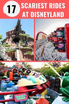 amusement rides at disneyland with text overlay that reads 17 scariest rides at disneyland