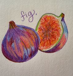 a drawing of two figs with the word fig written on them in cursive writing