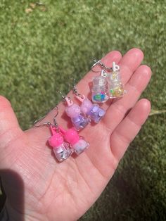 This listing is for ONE pair of gummy bear earrings - One physical pair of earrings - Protective packaging so the earrings pad doesn't get damaged during shipping. - Shipping through USPS Blue Boba Earrings, Boba Bear, Brown Bear Earrings, Gummy Bear Accessories, Kawaii Boba, Resin Gummy Bear, Gummy Bears Earrings, Gummy Bear Earrings, Bear Earrings