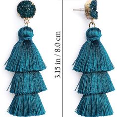 Night Water Blue Tassle Woman’s Druzy Earrings *Nwt* Blue Color Trendy Dangle Tiered Affect Lightweight And Comfortable Material: Alloy, Druzy Stones, Tassel Thread Weight: 0.45oz/12.7g Length: 3.15" (8.0cm)/3.42" (8.7cm) No Trades Bundle & Save Gatsby Party Dress, Gatsby Earrings, Hula Skirt, Cartilage Earrings Hoop, Feather Headband, Tassels Fashion, Layered Fashion, Druzy Earrings, Tassel Drop Earrings