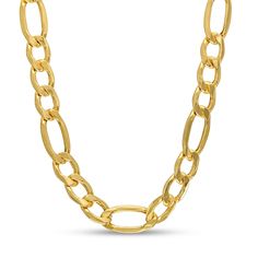 This men's 5.8mm-wide semi-solid figaro chain necklace crafted in 14K gold measures 22.0 inches in length and secures with a lobster claw clasp. Gold Figaro Chain, Chain Necklace For Men, Figaro Chain Necklace, Peoples Jewellers, Figaro Chains, Necklace Craft, Figaro Chain, Necklace For Men, Men Necklace