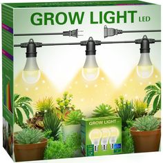 the grow light kit includes three bulbs and two plants