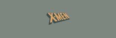 the x - men logo is shown against a gray background with light brown letters on it