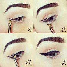 Winged eyeliner... is she using gel eyeliner or what? Cat Eye Eyeliner, Permanente Make-up, Tutorial Eyeliner, Winged Eye, Perfect Eyeliner, Cat Eye Makeup