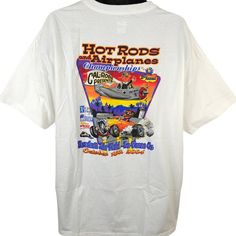 Hot Rods And Airplanes T Shirt Mens Size 2XL Vintage Y2K 2004 La Verne Car Show NEW Condition: deadstock, new without tags Measurements: Collar to hem: 31.5 inches Underarm to underarm: 26.25 inches Men's Affordable Y2k Style T-shirt, Vintage Racing Tee, Auburn Shirts, Race Car Graphic Tee, Diesel Tshirt, Vintage Car Graphic Tee, Tommy Hilfiger T Shirt, University Shirt, 90s Mens