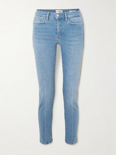 FRAME focuses on high quality materials and finding the perfect fit for jeans like this 'Le Garcon' pair. Designed in a slim silhouette, they're made with 63% organic cotton and recycled fibers and lightly whiskered and faded to look like an old favorite. Complement the cropped hems with high-top sneakers or ankle boots. Sports Suit, Light Denim, Slim Jeans, Slim Legs, Jeans Dress, Women Collection, Denim Dress, High Top, To Look