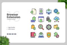 Browser Extension Color Icons, Icons ft. icon & extension - Envato