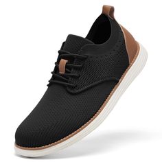 PRICES MAY VARY. Versatile Style: Mesh Dress Sneakers meet Oxfords Business Casual, perfect for dress shoes for men seeking a blend of sophistication and sporty. Unmatched Comfort: Breathable knit fabric upper for freedom of movement and ventilation, with stylish leather accents on heels and tongue for a chic mens casual dress shoes look. Ease of Wear: Lace-up closure with an elastic collar for easy slipping on and off, making these mens casual shoes both practical and on-trend. Superior Cushion Sneakers That Go With Everything Men, Men Must Have Shoes, Men’s Stylish Dress Shoes, Men’s Casual Dress Shoes, Groomsmen Sneakers, Men’s Clothing Business Casual, Dress Tennis Shoes, Casual Dress Shoes Men, Men Shoes Aesthetic