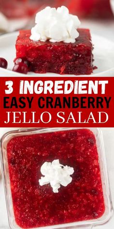 3 ingredient easy cranberry jello salad is the perfect side dish for any holiday party