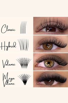 Type Of Lashes Extension, Lashes Types, Types Of Lashes, Extensions Lashes, Maquillage Yeux Cut Crease, Classic Lashes