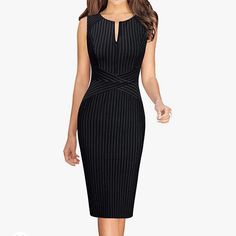 Black Pinstripe Pencil Work Office Dress Zip-Up Chest S=2-4, M=6-8, L=10, Xl=12-14 Ships 3-7 Days New To Poshmark? Sign Up With Code Styleyourself To Get $10 Off Your First Purchase. Shop My Closet For: Bohemian, Boho, Spring, Summer, Fall, Winter, Vacation, Cruise, Holiday, Photo-Shoot, Birthday, Occasion, Wedding, Fun, Casual, Party, Gift, Shopping, Girly, Trendy, Modest, Date Night, Chic, Classy, Classic, Elegant, Statement, Dressy, Fancy, Preppy, Feminine, Soft, Romantic, Bride, Lingerie, Sl Black Pencil Dress, Wear To Work Dress, Work Dresses For Women, Office Dresses, Womens Tie, Business Dresses, Pencil Dress, Business Office, Sheath Dress