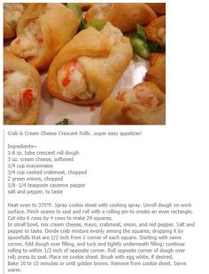 the recipe for crab and cream crescent rolls is shown in an article about how to make them