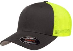 a black and neon green hat with the word ebatt written in white on it