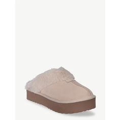 Joyspun Women's Suede Platform Clog Slippers - Walmart.com Suede Clogs, Clogs Style, Suede Moccasins, Clog Slippers, Suede Slippers, Platform Clogs, Wide Width Shoes, Platform Slippers, House Shoes