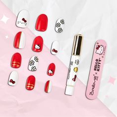 Brand New In Box, Unopened. You'll Love These Cutsie Hello Kitty Gel Effect Press On Nails. Kit Includes: ~24 Gel-Effect Medium Length, Almond Shaped Nails, Nail Glue, Nail File, Manicure Stick And Prep Pad. Press On Nail Kit, Macaron Lip Balm, Almond Shaped Nails, Hello Kitty Shop, No Chip Nails, Nails Kit, Hello Kitty Makeup, Color Lip Balm, Shaped Nails