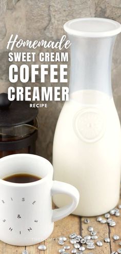 homemade vanilla sweet cream coffee creamer recipe Sweet Cream Creamer Recipe, Homemade Sweet Cream Coffee Creamer, Easy Coffee Creamer Recipe, Homemade Sweet Cream, Sweet Cream Coffee Creamer, Homemade Creamer