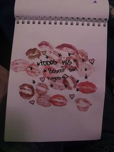 a note with lipstick drawn on it that says, hope you can have more kisses