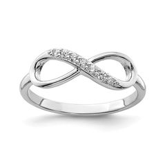 a white gold ring with diamonds in the middle and an intertwined design on top