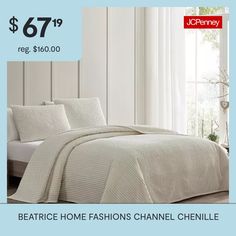 a bed with white sheets and pillows in front of a window, the price is $ 69