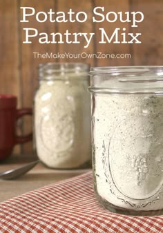 two mason jars filled with homemade potato soup mix