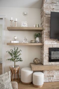 the living room is clean and ready to be used as a home decor area for someone's family