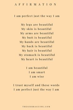 a poem written in black and white with the words affirmation