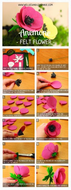 instructions to make felt flowers for crafts