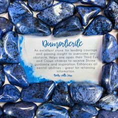 Approximate sizes: Medium: 0.5-1” - $3.50 Large: 1.25-1.5” - $4.00 XL: 1.5"+ - $4.50 You will receive 1 piece of Dumortierite and a meaning card with your order. KEY WORDS: Mental Discipline, Psychic Abilities, Willpower, Innovation ENERGY: The mind finds a divine keeper in Dumortierite. This mystical stone is all about enhancing mental abilities and intuitive connection. Held within its deep blue color, Dumortierite channels power through the third eye chakra. The third eye is open to receiving Mental Discipline, Spiritual Journals, Key Words, Crystals Healing, Minerals And Gemstones