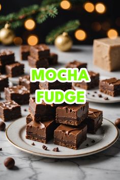 A photo of a  Mocha Fudge which is a type of Christmas Fudge Recipes Crock Pot Fudge Recipe, Caramel Coffee Fudge, Mocha Fudge Recipes, Coffee Fudge Recipes, Christmas Fudge Recipes, Espresso Fudge, Coffee Fudge, Homemade Mocha, Mocha Fudge