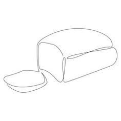 a line drawing of two pieces of bread and one piece of butter on a white background